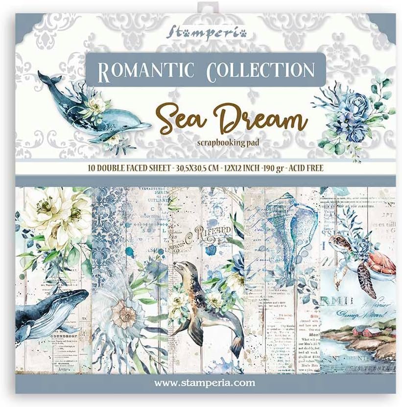 STAMPERIA INTERNATIONAL, KFT Stamperia-Scrapbooking Pad-Romantic Sea Dream, Multicoloured, 12 x 12 inches