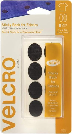 VELCRO Brand For Fabrics | Permanent Sticky Back Fabric Tape for Alterations and Hemming | Peel and Stick - No Sewing, Gluing, or Ironing | Pre-Cut Ovals, 1 x 3/4 inch, White - 8 Sets