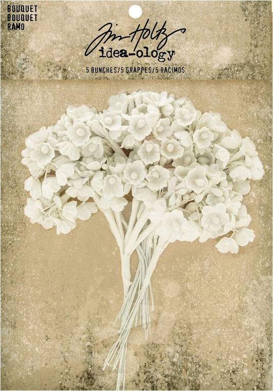 Bouquet by Tim Holtz Idea-ology. 4 Inches Tall, Package of 5 Bunches (TH93569)