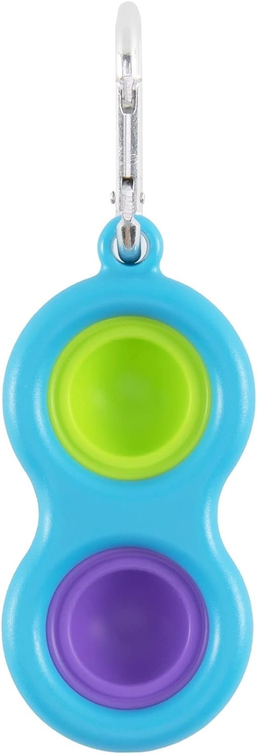 Fat Brain Toys Simpl Dimpl Bright Colors - Blue - Popping Fidget Keychain, Kids & Adults