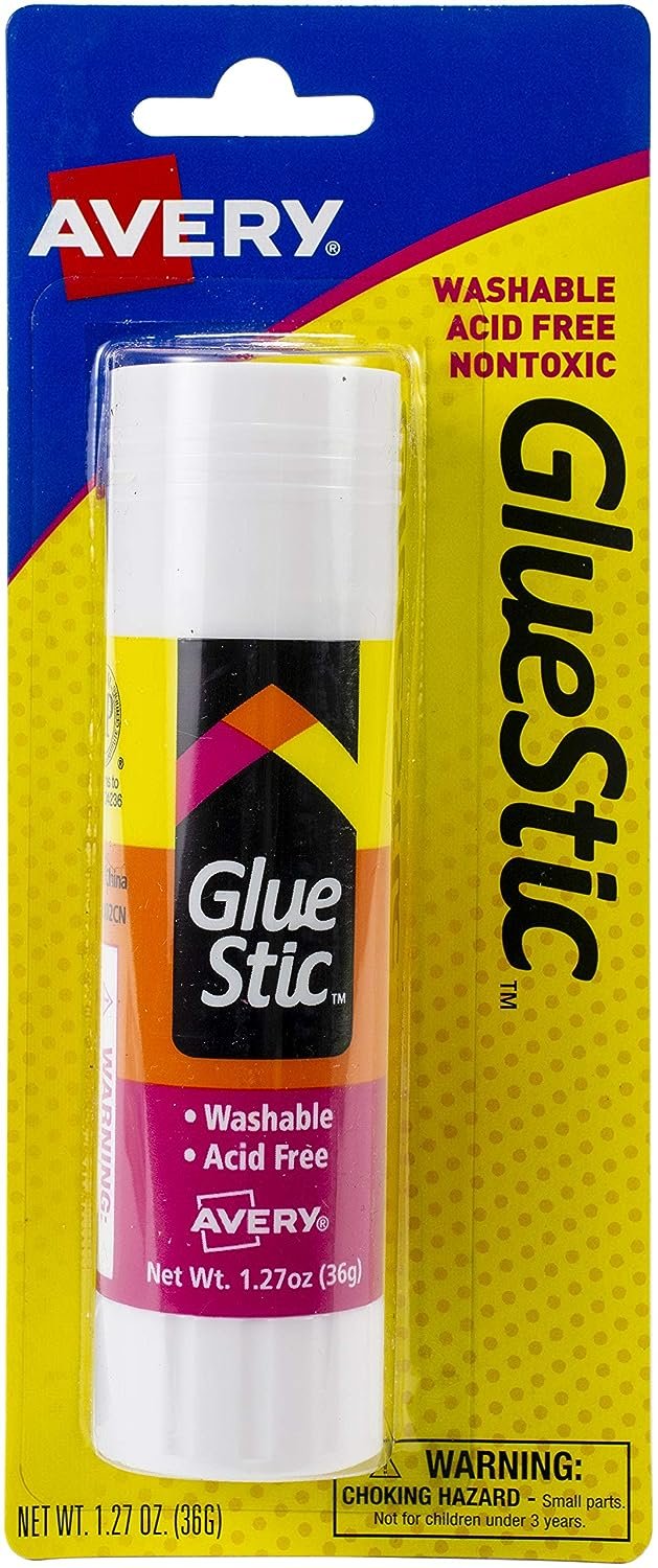 Avery Glue Stick White, 1.27 oz., Washable, Nontoxic, Permanent Glue, 1 Glue Stic (00191)