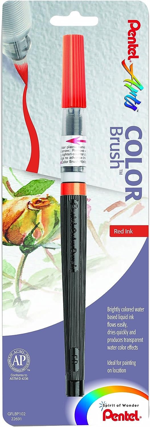 Pentel Arts Color Brush, Red, 1-Pack (GFLBP102)