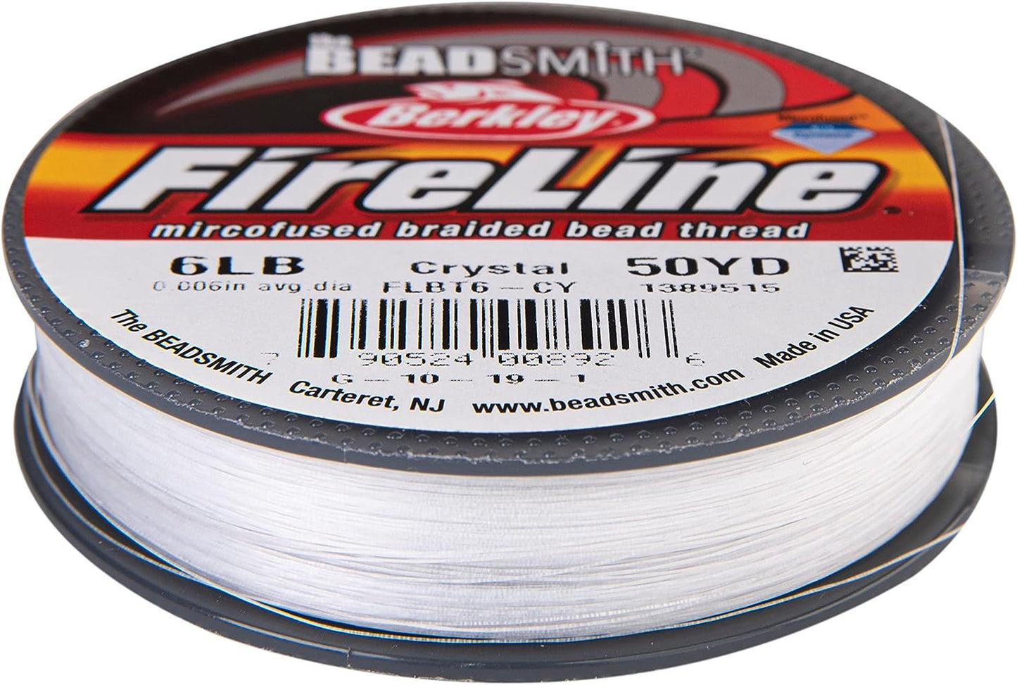 The Beadsmith Fireline by Berkley – Micro-Fused Braided Thread – 6lb. Test.006”/.15mm Diameter, 50 Yard Spool, Crystal Color – Super Strong Stringing Material for Jewelry Making and Bead Weaving
