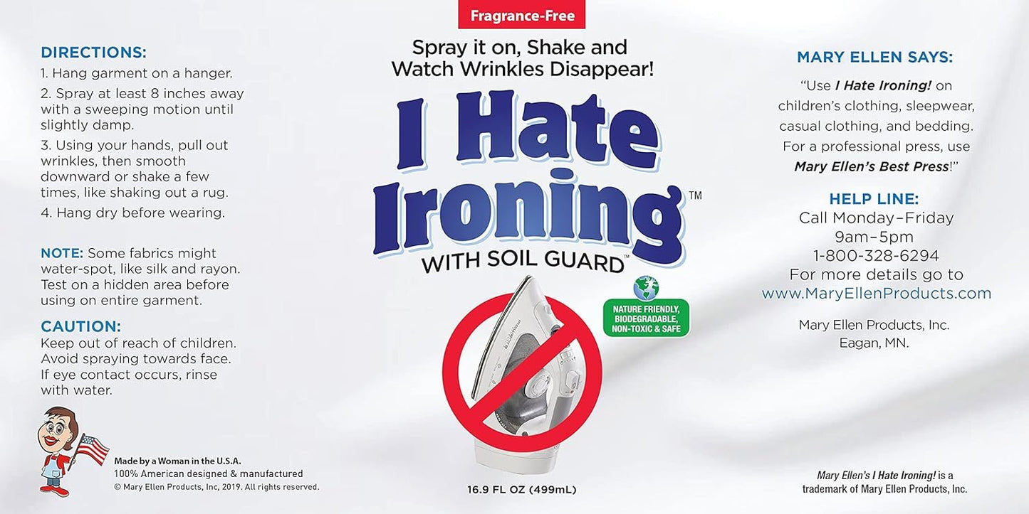 Mary Ellen Products I Hate Ironing Spray Wrinkle Remover, 16 -Ounce