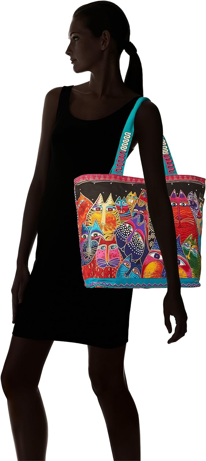 Laurel Burch (LB5230) Shoulder Tote Zipper Top 19, 1/2-Inch by 6, 3/4-Inch by 15-Inch, Fantasticats