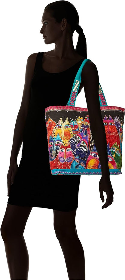 Laurel Burch (LB5230) Shoulder Tote Zipper Top 19, 1/2-Inch by 6, 3/4-Inch by 15-Inch, Fantasticats