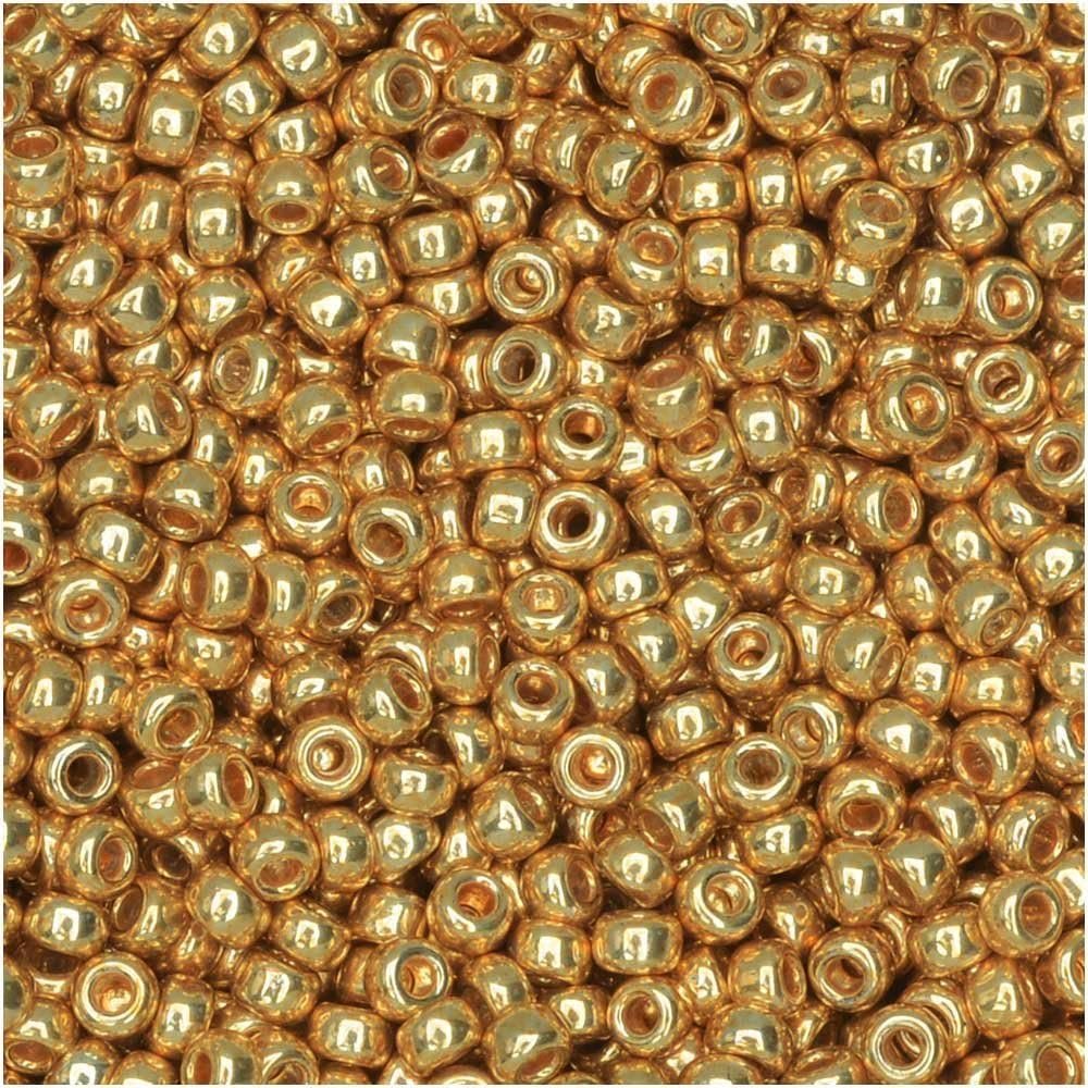 Round Seed Bead Size 11/0 8.5g-tube Galvanized Yellow Gold