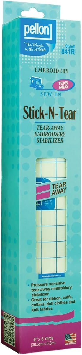 Pellon Stick-N-Tear Embroidery Stabilizer-12 X6 Yards White