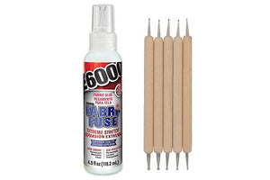 E6000 Fabri-Fuse Fabric Adhesive Glue (4-Ounce), for Rhinestones, Gems, 5-Pack Pixiss Wooden Handle Stylus Applicator Pens