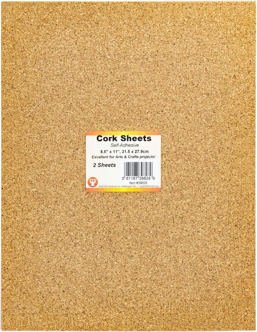 Hygloss Products Cork Sheets - 2 Mil Thick Corkboard Sheets - 8.5 x 11 Inches