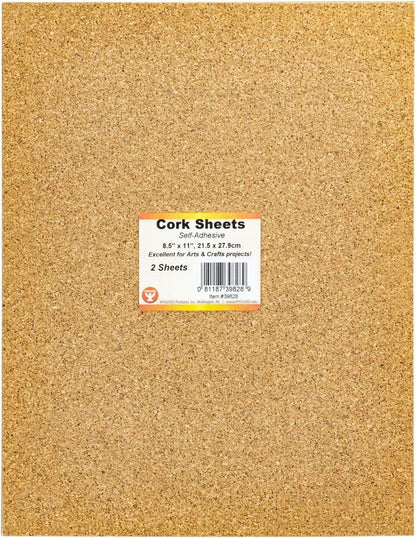 Hygloss Products Cork Sheets - 2 Mil Thick Corkboard Sheets - 8.5 x 11 Inches