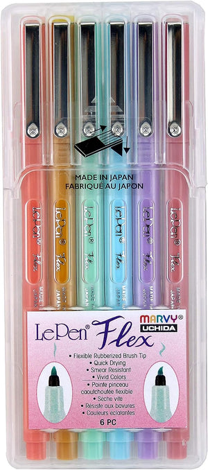 Uchida Of America Le Pen Flex Pastel Colors Art Supplies, 6 Count (Pack of 1)