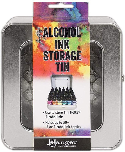 Ranger Tim Holtz Alcohol Ink Storage Tin, 2 Pack Ranger Alcohol Ink Blending Solution, 10x Pixiss Blending Tools