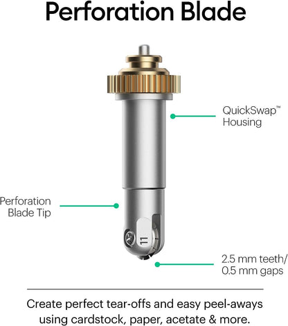 Cricut Basic Perforation Blade + QuickSwap Housing, Cutting Blade with 2.5 mm Teeth / 0.5 mm Gaps, Cuts Paper, Cardstock, Acetate & More, Compatible with Cricut Maker Cutting Machine Silver