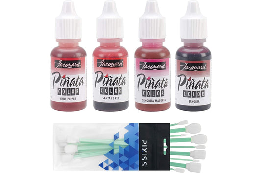 Jacquard Pinata Alcohol Inks Reds Bundle, Sangria, Santa Fe Red, Chili Pepper, Senorita Magenta and 10X Pixiss Ink Blending Tools