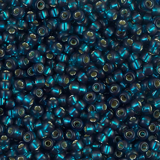 Round Rocailles Seed Bead Size 8/0 Silver Lined Blue Zircon 22 Gram Tube