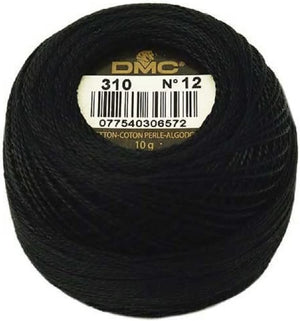 DMC 116 12-310 Pearl Cotton Thread Balls, Black, Size 12