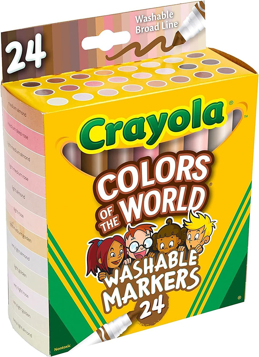 Crayola Colors of The World Skin Tone Markers, Classroom Supplies, Gift for Kids, 24 Count (Styles Vary)