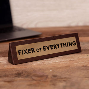 Boxer Gifts Fixer of Everything Joke Wooden Desk Plaque Sign - Funny Office Desk Accessories - White Elephant Gag Gifts For Coworkers & Boss - Unique For Dad From Son Daughter