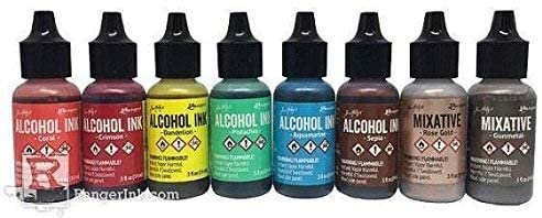 Tim Holtz Alcohol Inks and Metallics Mixatives (Key West/Rodeo/Metallics Mixatives Set 1 - Gunmetal and Rose Gold)
