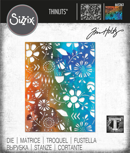 Sizzix Thinlits Die Folk Flowers by Tim Holtz, 665363, Multicolor