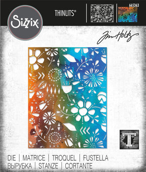 Sizzix Thinlits Die Folk Flowers by Tim Holtz, 665363, Multicolor