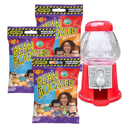 Jelly Beans Individual Packs (1.9 oz 3 pack) with Mini Gumball Machine for Jelly Belly Dispenser(5"x3.5"x3.5") - Refill packs for Bean Boozled Jelly Beans Game