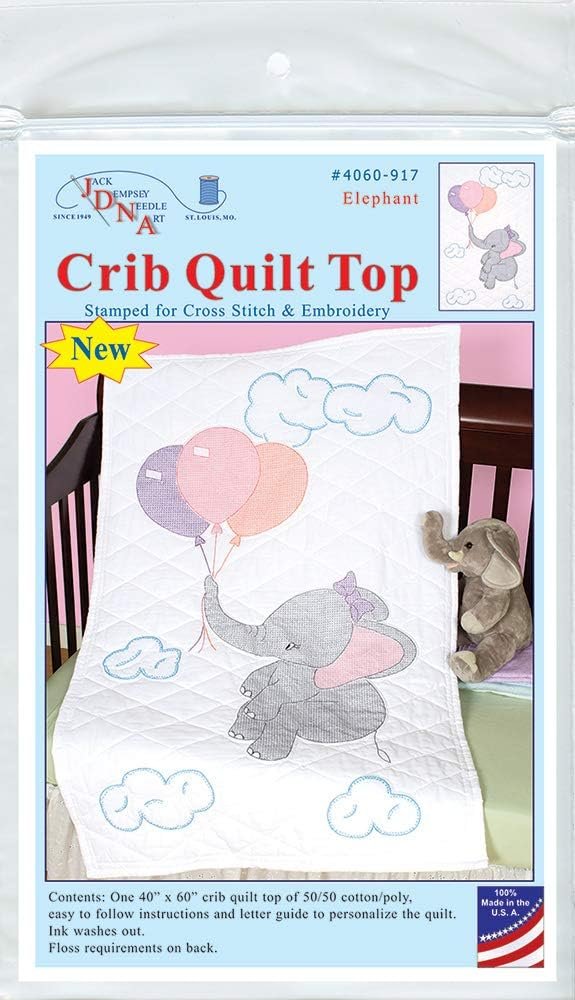 Jack Dempsey Crib Quilt Top Elephant