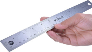 Westcott Stainless Steel Office Ruler with Non Slip Cork Base, Standard/Metric, 12" Long