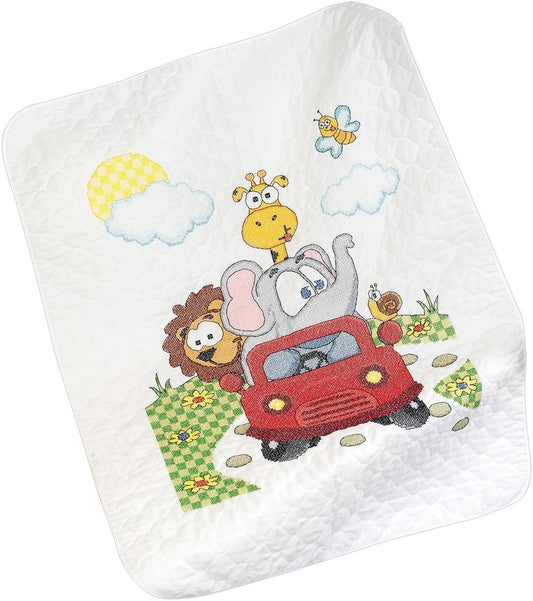 Janlynn Animal Fun Ride Baby Quilt, 34 by 43-Inch