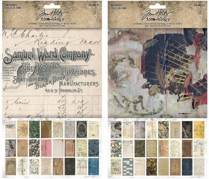 Tim Holtz Backdrops 2021 Set - Backdrops Volume #1 and Volume #2 - 6x10 Decorative Papers