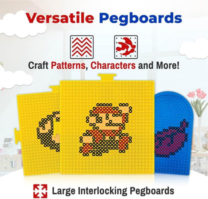 Super Mario Bros 3 Perler Beads Set with Perler Bead Pegboard (x3), Perler Tweezers (x2) and Ironing Paper - Fuse Bead Kit for Mini Beads Pixel Art - 5000 pcs Perler Beads Kit