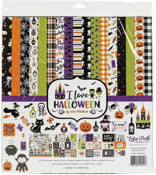 Echo Park Paper Company Love Halloween Collection Kit, Orange, Black, Purple, Green , 12-x-12-Inch
