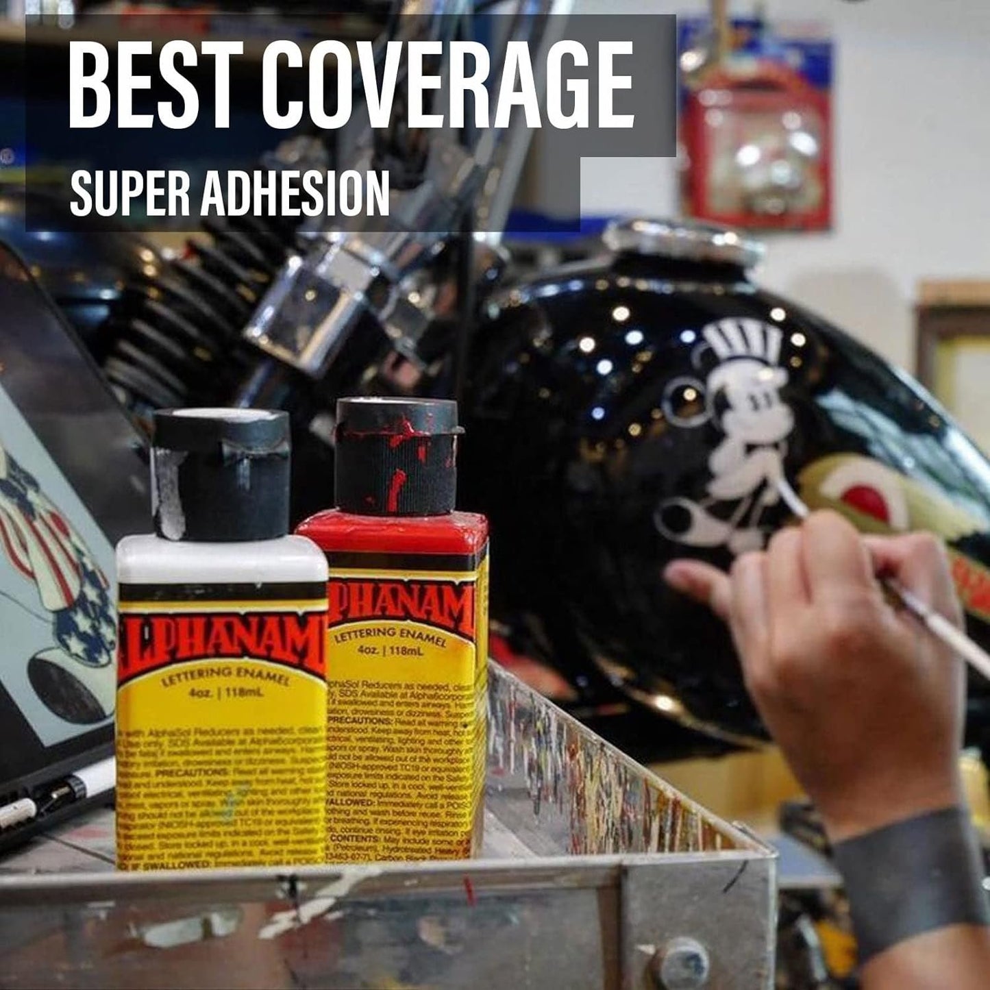 Alphanamel - McKeag's Black - Enamel Paint for Sign Painting, Lettering, Pinstriping, 48 Colors, Multiple Sizes, 5 oz