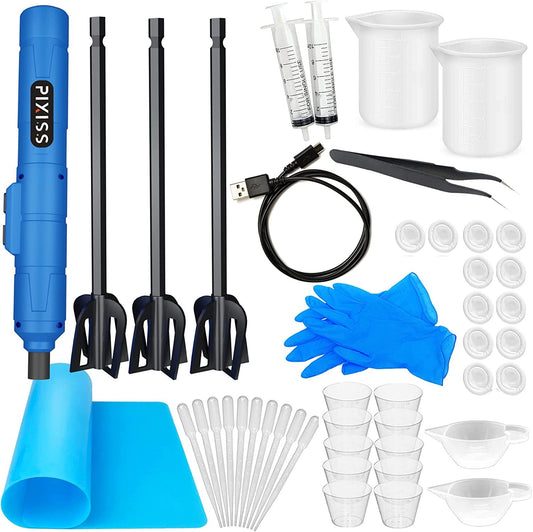 Resin Mixer Bundle - Resin Accessory Kit Rechargeable and Easy to Use Epoxy Resin Mixer Bundle by Pixiss