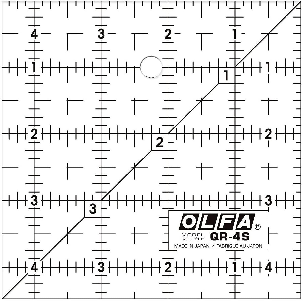 OLFA 1071797 QR-4S 4-1/2-Inch Square Frosted Advantage Acrylic Ruler