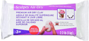 Sculpey Air-Dry White, Non Toxic, Air Dry Clay, 2.2 pound bar great for modeling, sculpting, holiday, handprints, DIY and school projects. Great for all skill levels.