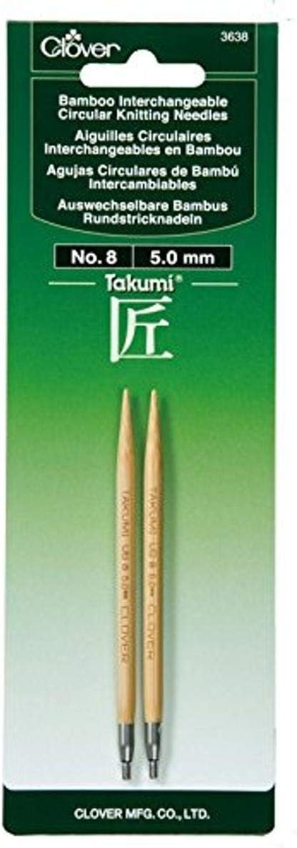 Clover 3638 Needlecraft Takumi No.8 Bamboo Interchangeable Circular Knitting Needles 8.25" Height x 3" Length