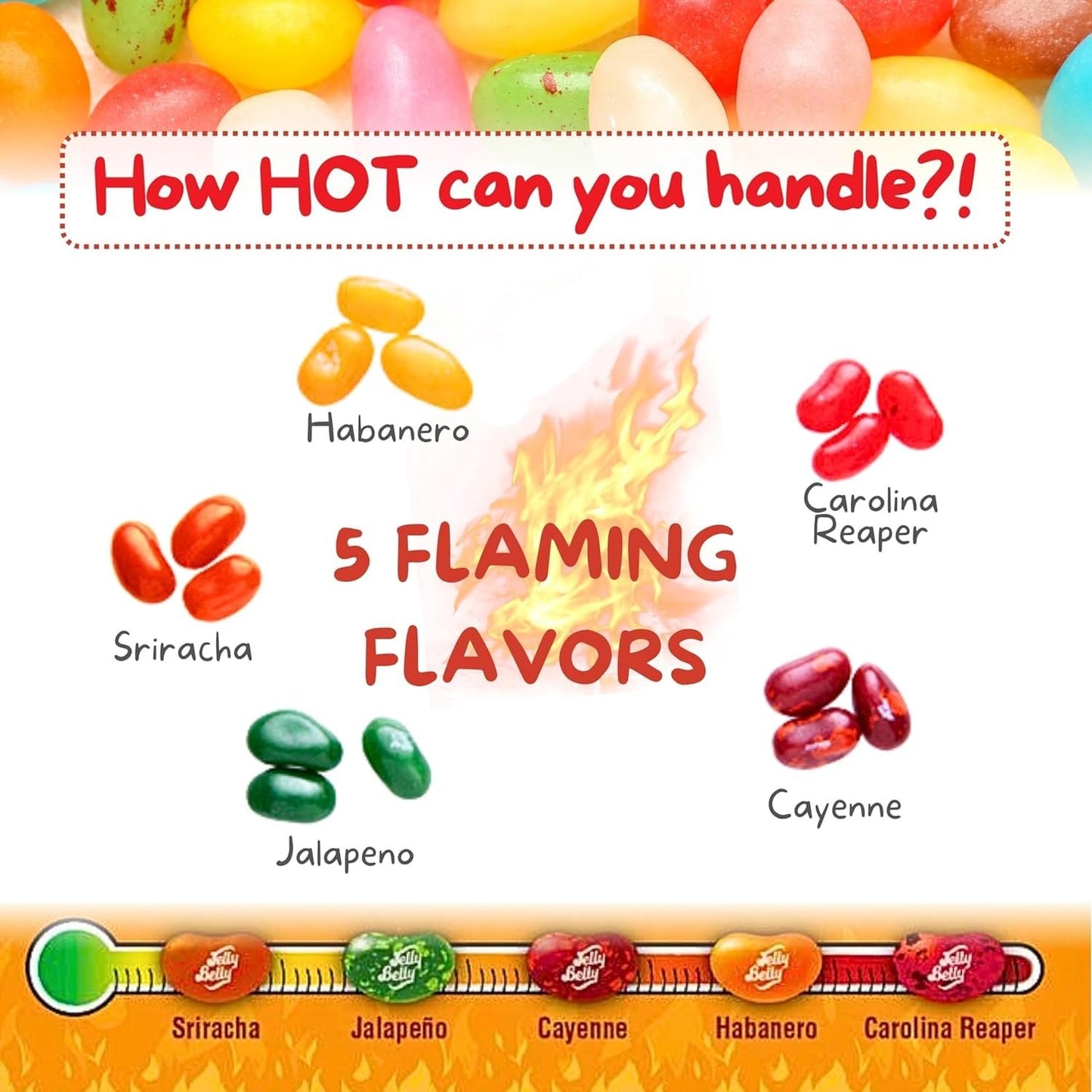 Jelly Belly Bean Boozled Fiery Five (3 pack) and Mini Candy Disepenser (7.5cm x 2.5cm) - Includes 3 bags of 1.9 oz Fiery Five Jellybeans Candy and Small Travel Case for Athletes, Runners, Travel