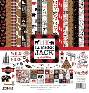 Echo Park Paper Company Little Lumberjack Collection Kit paper, red, black, tan, kraft, white, 12-x-12-Inch