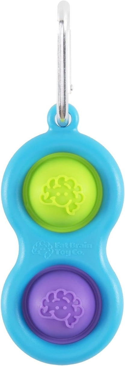 Fat Brain Toys Simpl Dimpl Bright Colors - Blue - Popping Fidget Keychain, Kids & Adults