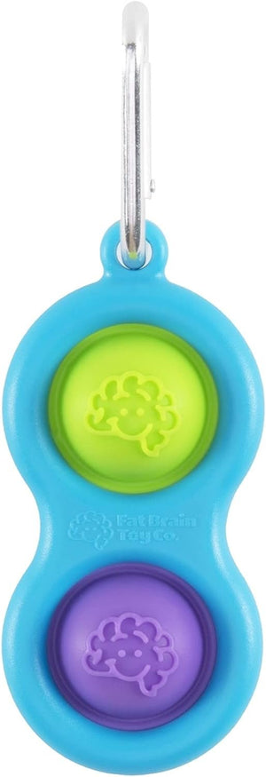 Fat Brain Toys Simpl Dimpl Bright Colors - Blue - Popping Fidget Keychain, Kids & Adults