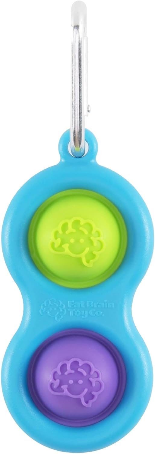 Fat Brain Toys Simpl Dimpl Bright Colors - Blue - Popping Fidget Keychain, Kids & Adults