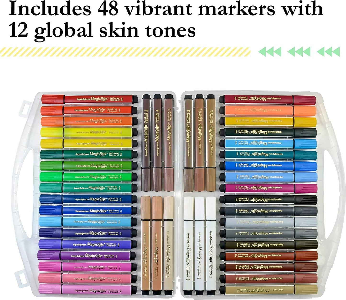The Pencil Grip Magic Tri Stix, Non-Toxic and Washable Markers For Kids, 24 Assorted Stix Markers, TPG-397