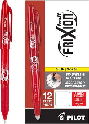 Pilot, FriXion Ball Erasable & Refillable Gel Ink Pens, Fine Point 0.7 mm, Pack of 12, Black