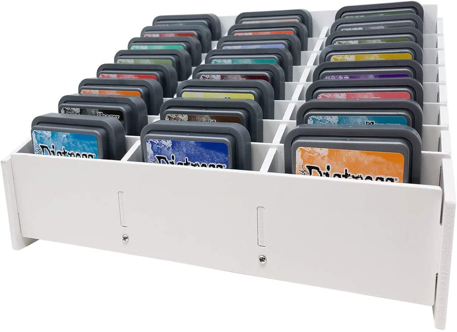 Ink Pad Storage Holder and Stamp Pad Storage for Distress Oxide Ink and Others Sits Horizontal or Vertical - Stores 24 Ink Pads Craft Storage Organizer