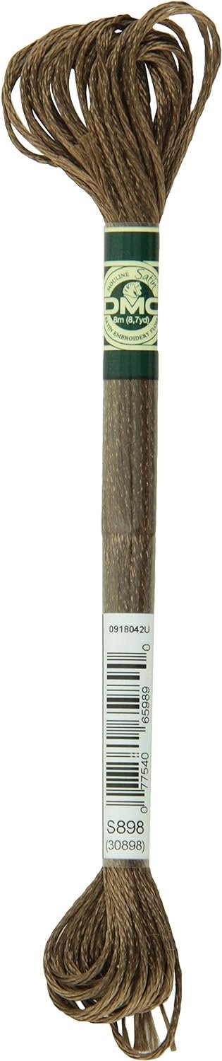 DMC 1008F-S898 Shiny Radiant Satin Floss, Coffee Brown, 8.7-Yard