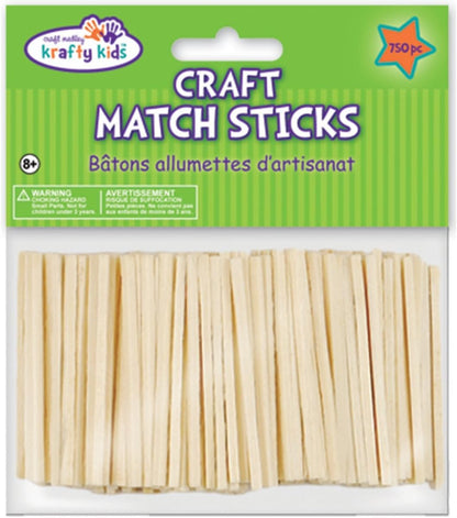 Multicraft Imports Krafty Kids CW524 Craftwood Natural Craft Match Sticks, 2in, 750-Piece