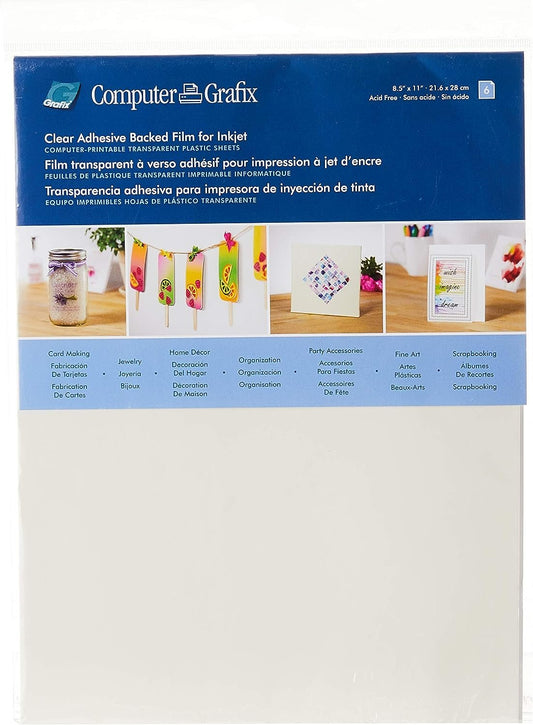 Grafix KCI811-6 Ink Jet Film, 8-1/2-Inch by 11-Inch, 6-Pack, Clear