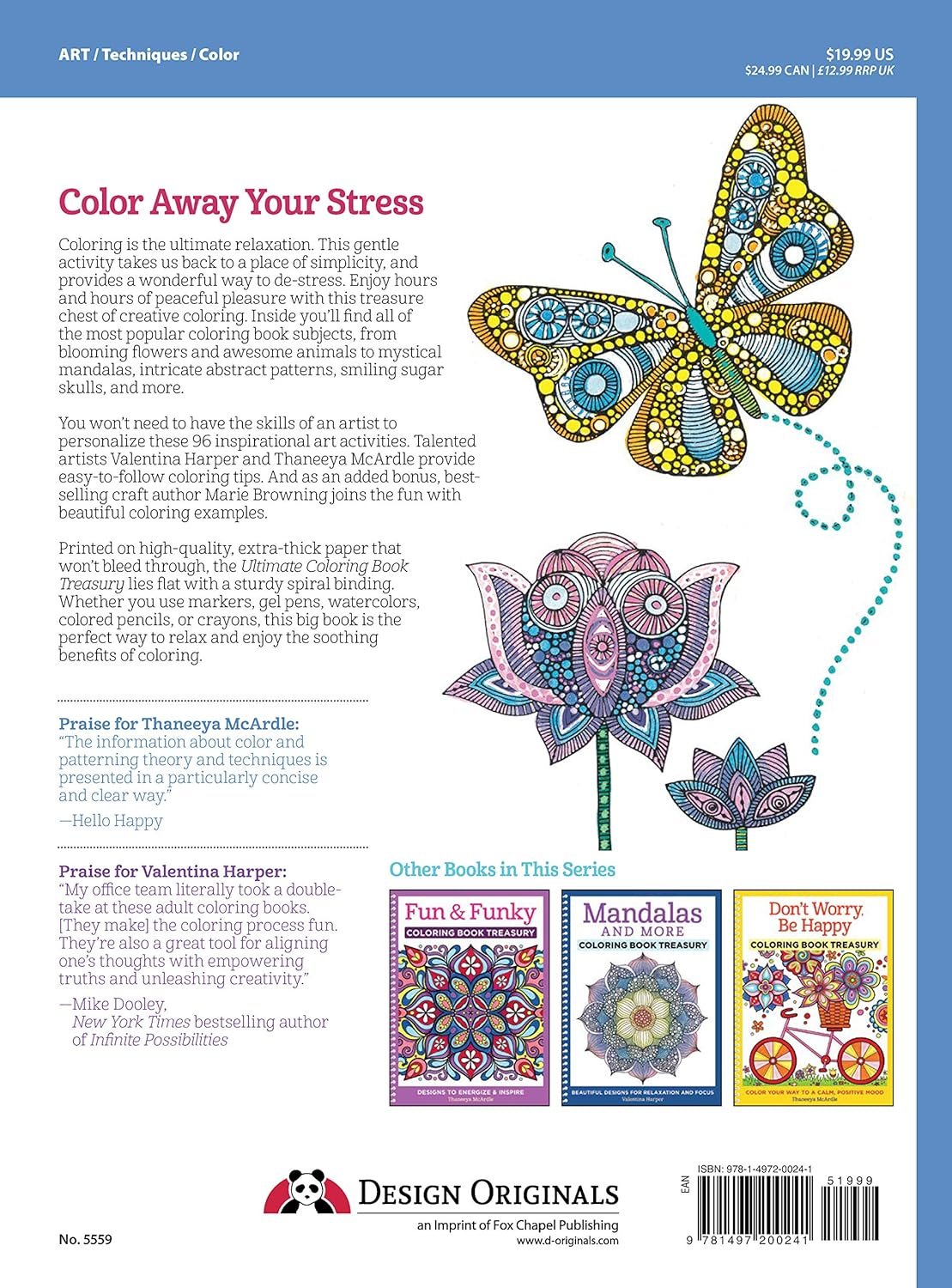 Ultimate Coloring Book Treasury: Relax, Recharge, and Refresh Yourself (Design Originals) 208 Pages of Beautiful One-Side-Only Designs on Extra-Thick, Perforated Paper in a Spiral Lay-Flat Binding